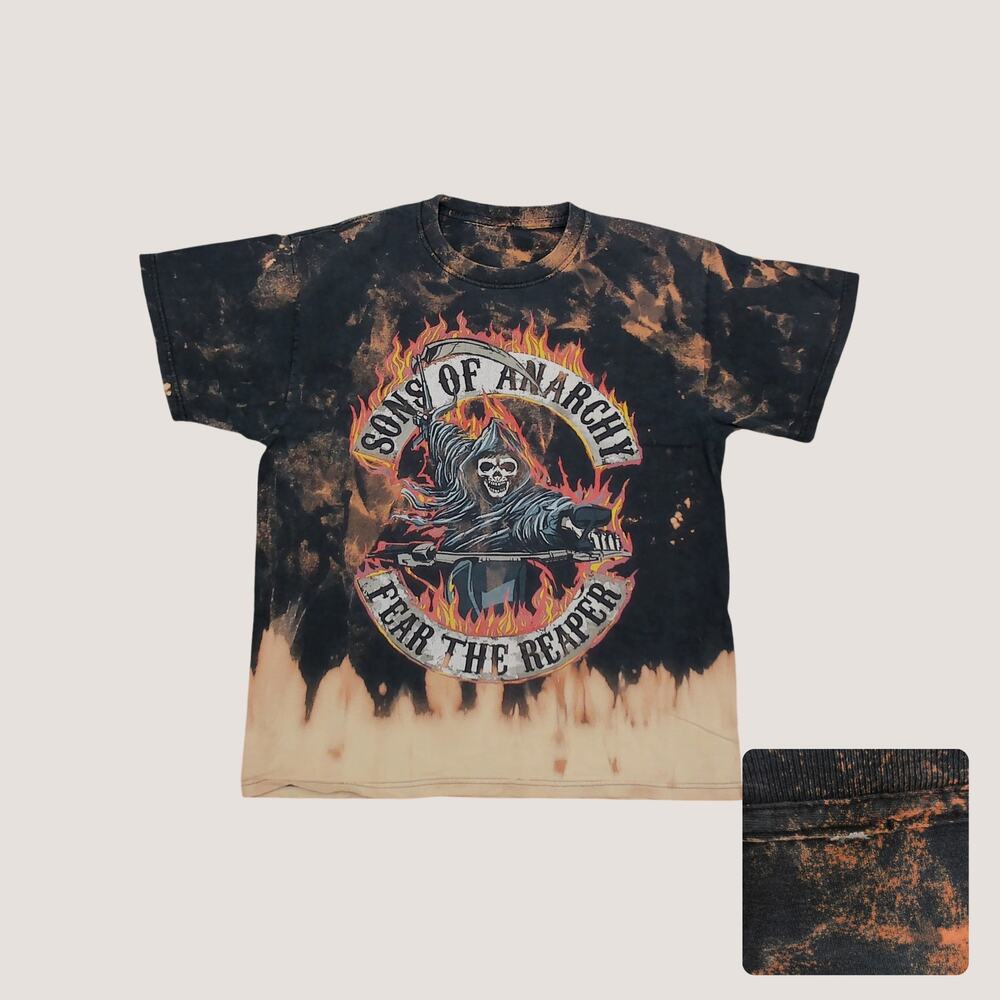 Custom Bleach Tie Dye Sons of Anarchy Grunge Tee Mens L